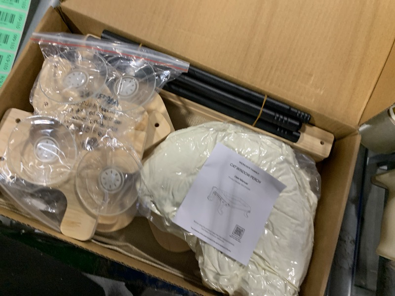 Photo 1 of [Ready to Gift] PURRHOUSE Cat Window Perch with Cushion Bolster and Cool Pad, Cat Hammocks for Windows with Wood & Robust Metal Frame for Large Cats, Beds for Windowsill, Bedside and Cabinet,24''W