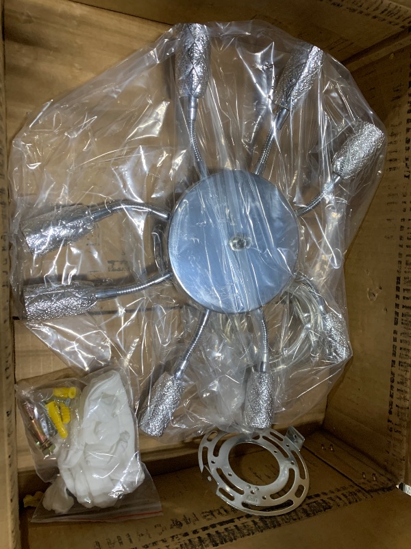 Photo 1 of *** BRANCHES CHANDELIER MISSING *** KVTOEP Modern Crystal Tree Branches Chandelier, 24.5in Silver 8 Lights Large Ceiling Hanging Light for Dining Room, Round Raindrop Pendant Light Fixture