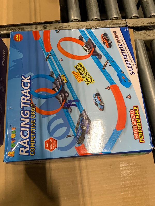 Photo 1 of ?Slot Car Race Track Sets with 360° Thrill Loops & 4 High-Speed Cars, 64 Pcs Large Flexible Racing Track for Kids Ages 3-5 4-8 8-12, Race Car Toys Gift for Boys Girls Birthday Christmas