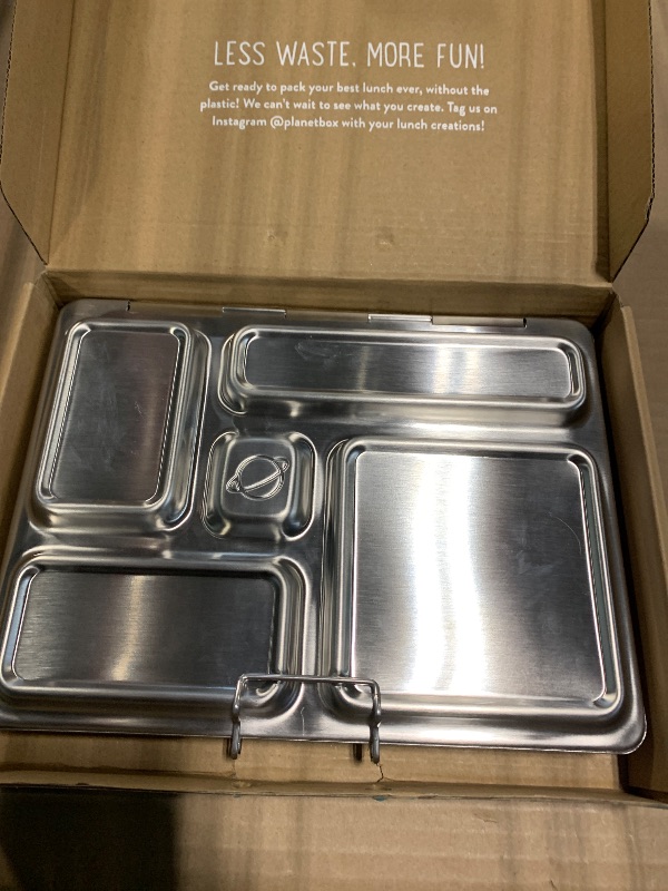 Photo 1 of *** ONLY STEEL BOX ***  PlanetBox Rover Stainless Steel Bento Box Style Lunch Box Kit for Kids with 5 Compartments – Stardust Edition includes Insulated Lunch Bag, Leakproof Food Containers and Matching Magnets
