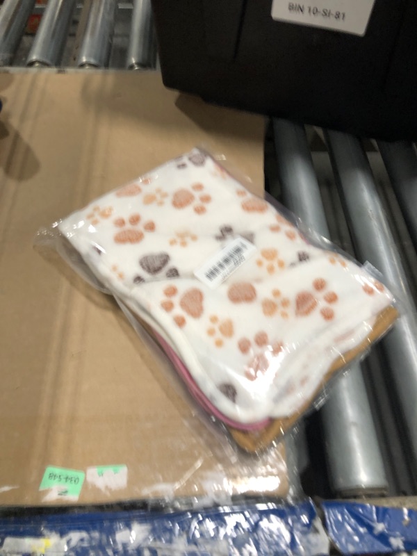 Photo 1 of 1 Pack 3 Blankets Super Soft Fluffy Premium Fleece Pet Blanket Flannel Paw Printed Throw for Dog Puppy Cat (Small 23x16'', Brown, Pink, White)