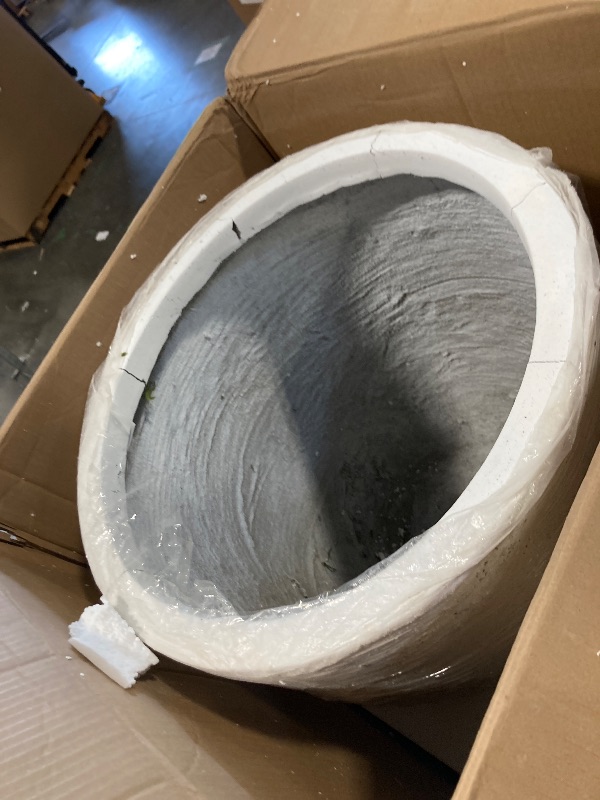 Photo 1 of ** CRACKS ON RIM **Kante 18 Inch Dia Round Concrete Planter, Indoor Outdoor Large Plant Pot with Drainage Hole and Rubber Plug for Home Patio Garden, Pure White