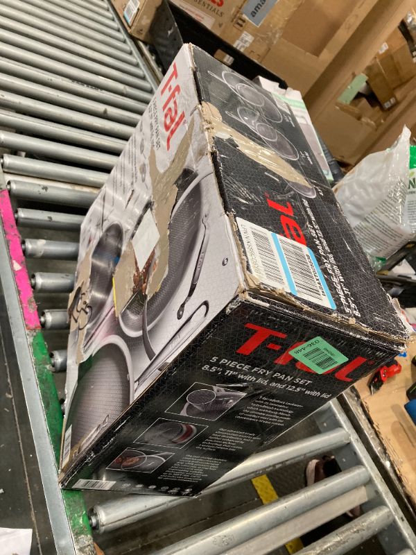View 4 of ***ONLY 2 PANS, NO LID AND VERY USED.**** T-fal HybridMesh Tri-Ply Stainless Steel 3 Piece Frypan Cookware Set, 8, 10.25, 12 Inch, Induction Oven Safe 500F, Metal Utensil Safe, Pots and Pans, Dishwasher Safe, Needs Pre-Heating, Silver/Black