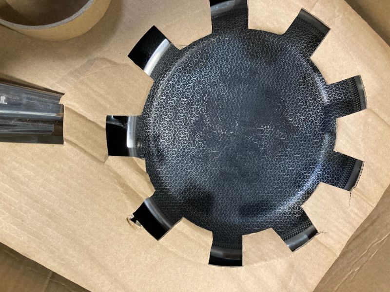 View 3 of ***ONLY 2 PANS, NO LID AND VERY USED.**** T-fal HybridMesh Tri-Ply Stainless Steel 3 Piece Frypan Cookware Set, 8, 10.25, 12 Inch, Induction Oven Safe 500F, Metal Utensil Safe, Pots and Pans, Dishwasher Safe, Needs Pre-Heating, Silver/Black