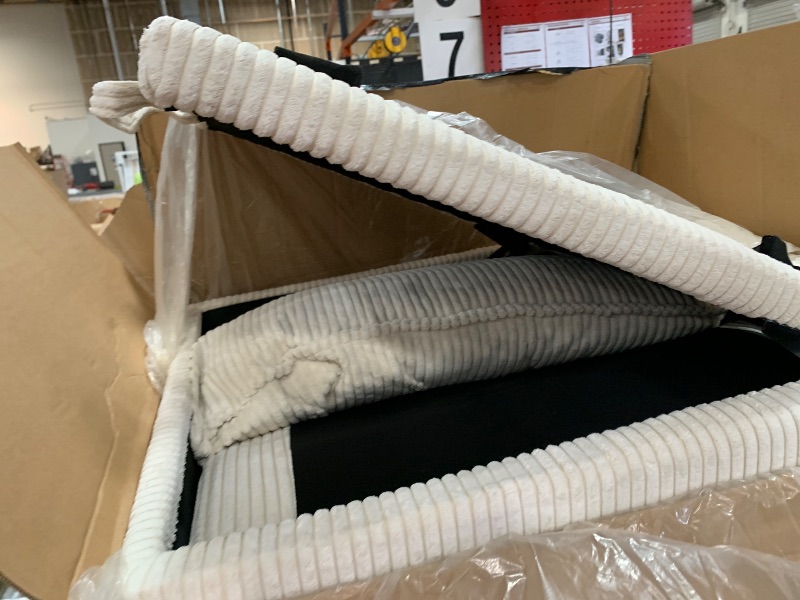 Photo 1 of ***UNCOMPLETE SET BOX 2/3******KEIKI 113.5" Modular Sectiona Corduroy Sofa Storage Ottoman, 6 Seat Sectional U Shaped Couches for Living Room Bedroom Office Apartment, Beige