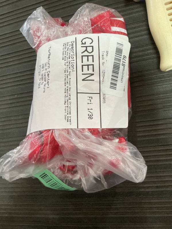 Photo 1 of 1 Pc Christmas Cabinet Door Ribbon Bow Large Christmas Wreath Bow Red and White Stripe Festival Wrapping Decorations Xmas Candy Cane Bows for Tree Fireplace Home Holiday Front Door Party Supplies