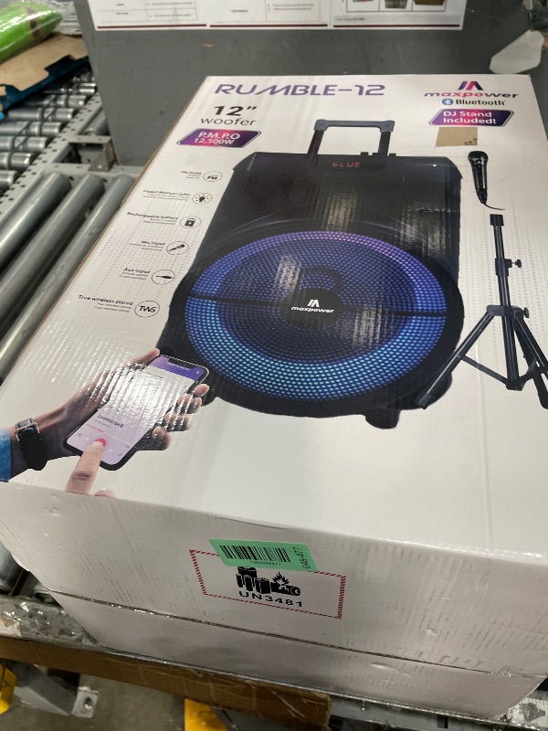 Photo 1 of ***MISSING PARTS***
Max Power Rumble 12" Woofer Bluetooth Trolley Speaker with Stand