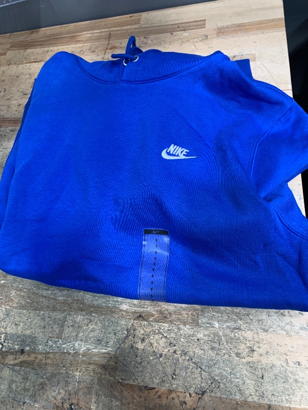 Photo 1 of (MINOR DAMAGE) Nike Men's Club Pullover Fleece Hoodie, Game Royal/Game Royal/White, Small