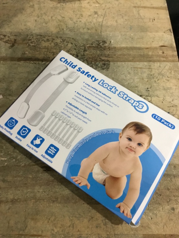 Photo 1 of 10 Pack Cabinet Locks Baby Proofing, Child Proof Cabinet Locks with 3M Adhesive - Easy Installation with Adjustable Straps, Multi-Purpose Child Safety Latches for Drawers Fridge Trash Cans Toilets