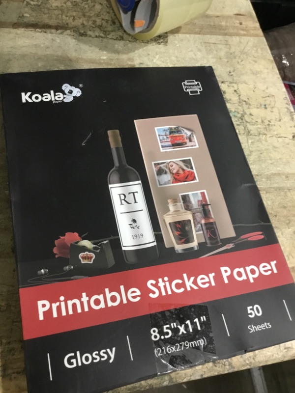 Photo 1 of (50 Sheets) Koala Glossy Sticker Paper for Inkjet Printer, Printable Sticker Paper White, 8.5x11 Inch Self-Adhesive Photo Sticker Printer Paper