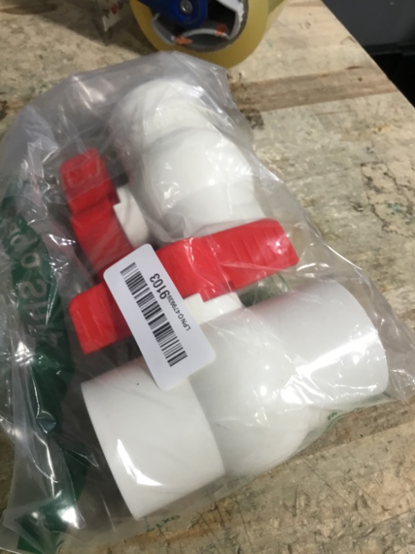 Photo 1 of 1-1/2'' PVC Ball Valves, Valve Water Shut Off Valves, Pipe Fittings, Turn Red T-Handle Shut-Off Valve, for Cold Water Supply lines, Swiming Pool, Sewage Pump, Irrigation System (Pack of 2)