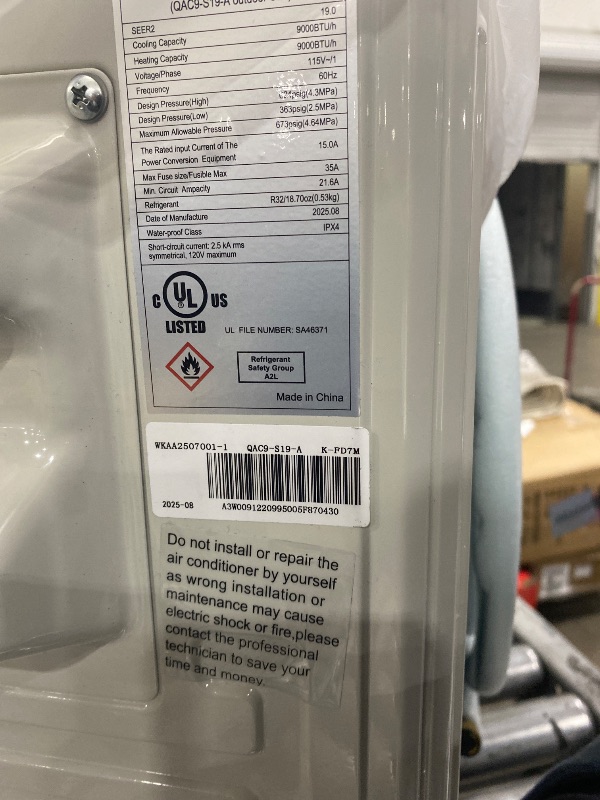 Photo 1 of ***COOLER UNIT ONLY***Garvee 11500 BTU Mini Split AC/Heating System, 115V WIFI Enabled Energy Efficient Mini Split Unit,Wall-Mounted Split Air Conditioner,Cools Up to 750 Sq.Ft, Heat Pump & Installation Kits