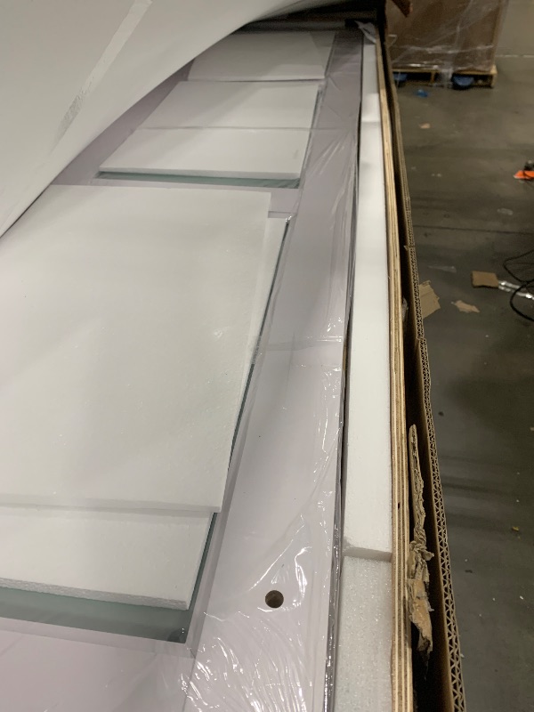 Photo 1 of **box 1 of 1 only missing hardware***SMARTSTANDARD 80in x 84in Bifold Barn Door, Frosted Glass Barn Door with Hardware Kit Included, Pre-Drilled Holes Easy Assembly -Solid Barn Doors Slab Covered with Water-Proof PVC Surface, White