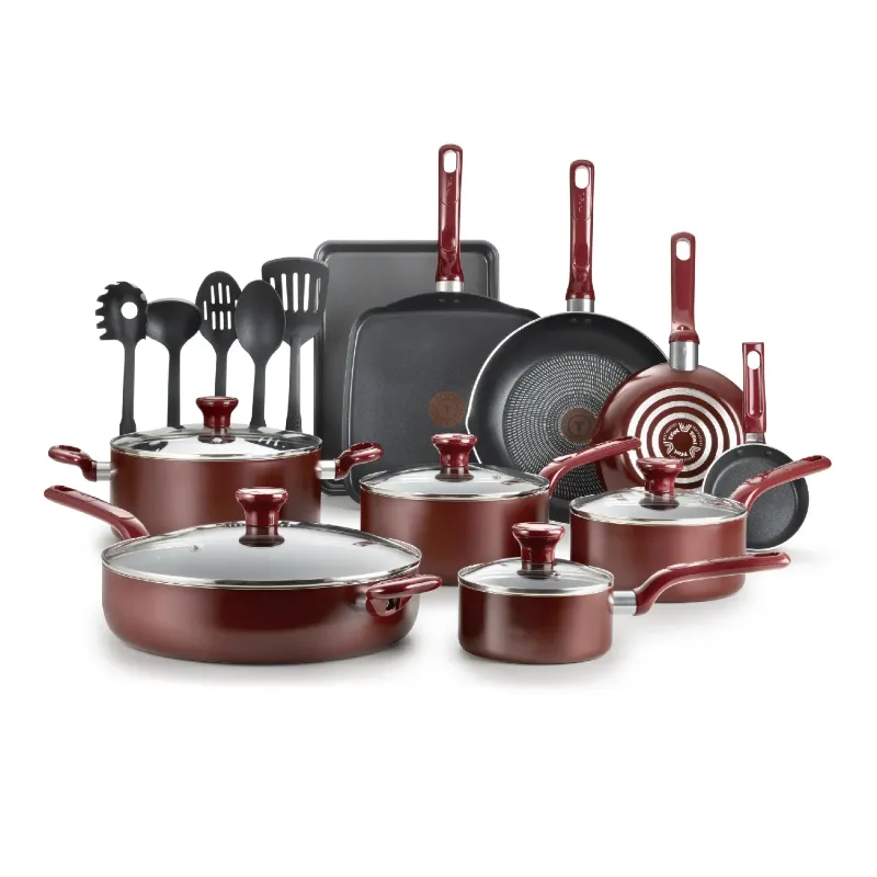 Photo 1 of (slightly used, unknown damages) T-fal Easy Care, 20 Piece Non-Stick Pots and Pans Cookware Set, Red