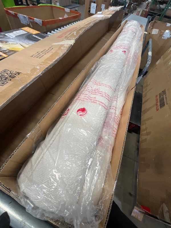 Photo 1 of **Parts Only** **Only One box**
 Merax King Size Bed Frame with Boucle Fabric, Upholstered Platform Bed with Steel Legs, Curve-Shaped Design & Thick Headboard, White 2 BOX SET