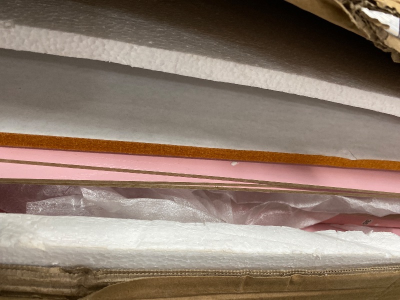 Photo 1 of (loose, missing parts) RUPOLX 48x20Inch Wooden Pink Kids Study Desk and Chair Set with Light, 3 Drawers and 4 Storage Cabinets, Children Desk with Hutch and Shelves, Girls Study Desk for Kids Bedroom-001