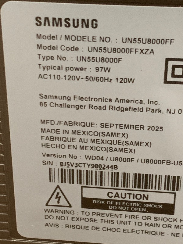 Photo 1 of *BROKEN SCREEN* Samsung 55-Inch Class Crystal UHD U8000F 4K Smart TV (2025 Model) Endless Free Content, Crystal Processor 4K, MetalStream Design, Knox Security, Compatible with Alexa