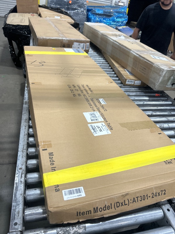 Photo 1 of *** UNKNOWN IF MISSING HARDWARE ***Atronor Stainless Steel Table for Prep & Work, 24x72 Inches, NSF Metal Commercial Heavy Duty Table with Adjustable Under Shelf and Foot for Restaurant, Home and Hotel