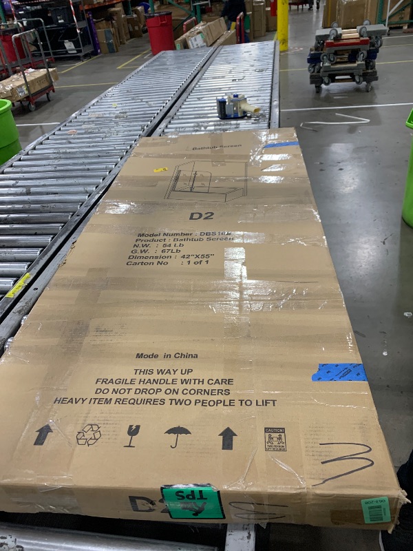 Photo 1 of ****UNKNOWN IF MISSING ANOTHER BOX , MAY BE A PARTIAL SET *** Foskbaths Bathtub Shower Door, Semi-Frameless Bath Tub Shower Door Foldable Hinged Bathtub Glass Door 42" W x 55" H Bathtub Door 1/4" Tempered Glass with Explosion-Proof Film Matte Black