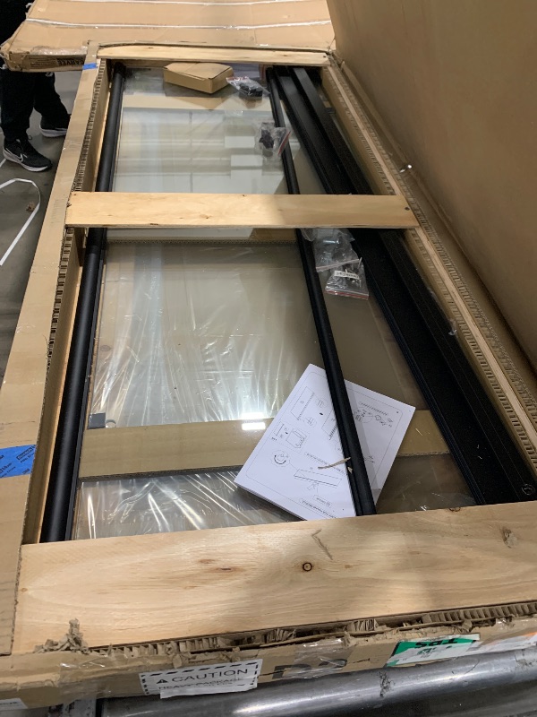 Photo 1 of ****UNKNOWN IF MISSING ANOTHER BOX , MAY BE A PARTIAL SET *** Foskbaths Bathtub Shower Door, Semi-Frameless Bath Tub Shower Door Foldable Hinged Bathtub Glass Door 42" W x 55" H Bathtub Door 1/4" Tempered Glass with Explosion-Proof Film Matte Black