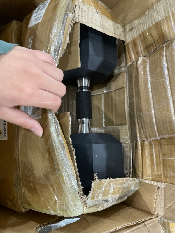 View 2 of *** PARTIAL SET - ONLY ONE DUMBBELL INCLUDED *** CAP Barbell 50 LB Rubber Coated Hex Dumbbell Hand Weight with Padded Grip - Pair | Comfort Grip