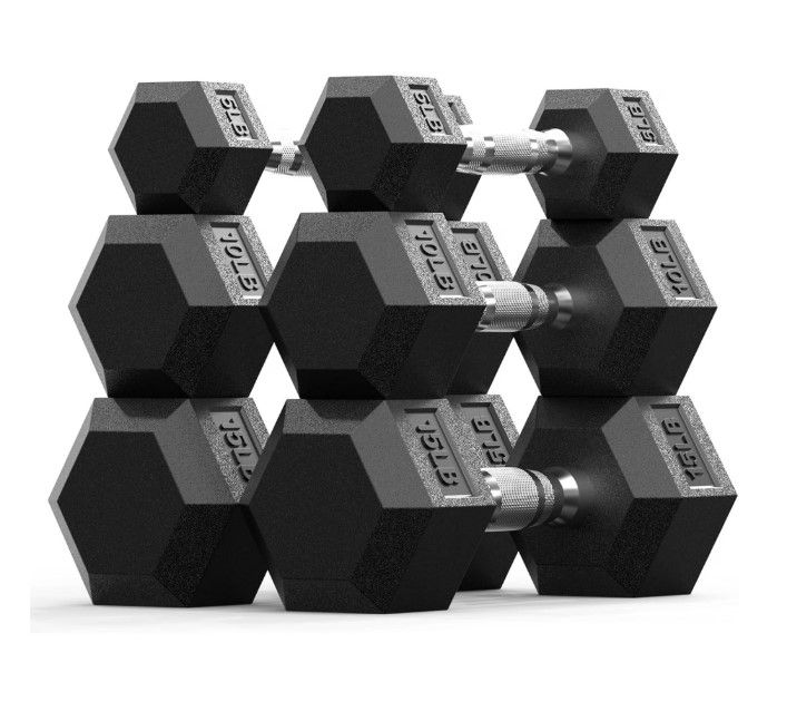 View 1 of **ONLY THE 10 AND 15 POUND PAIR WEIGHTS**BalanceFrom Hex Dumbbell Set – Pairs 10lb &15 lb Free Weights for Home Gym, Full-Body Workout, Non-Slip Grip, Space-Saving Design, Ideal for All Fitness Levels
