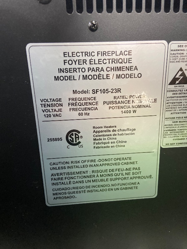 Photo 1 of **PARTS ONLY** RoyalCraft Farmhouse Fireplace TV Stand for 65+ Inch TV, Entertainment Center with 23" Electric Fireplace with Remote, 34" Tall Modern Rustic TV Console with Sliding Bar Door for Living Room, White