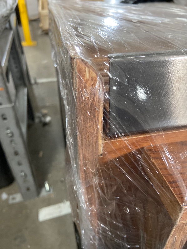 Photo 1 of *DAMAGE* POVISON Fully-Assembled Mid Century Modern TV Stand, 78.74" Wood Media Console with Adjustable LED Light, Entertainment Center with Storage for Living Room