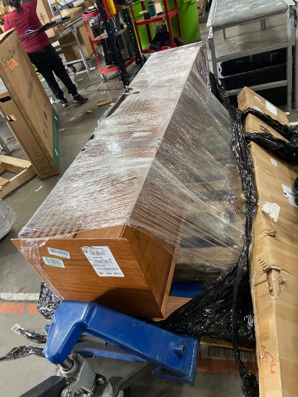 Photo 1 of *DAMAGE* POVISON Fully-Assembled Mid Century Modern TV Stand, 78.74" Wood Media Console with Adjustable LED Light, Entertainment Center with Storage for Living Room