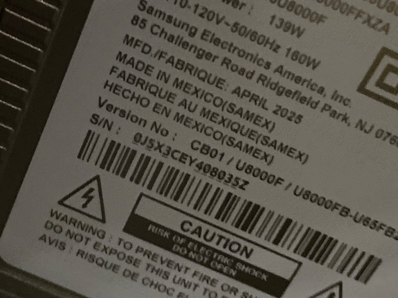 Photo 1 of *BROKEN SCREEN* Samsung 65-Inch Class Crystal UHD U8000F 4K Smart TV (2025 Model) Endless Free Content, Crystal Processor 4K, MetalStream Design, Knox Security, Alexa Built-in