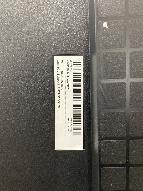 Photo 1 of ****************DAMAGED- Bottom of TV is darker than top half******************
TCL 65 Inch Class QM6K Series | Mini LED QLED 4K HDR | 65QM6K, 2025 Model | 120HZ-144HZ High Brightness Smart Google TV Dolby Atmos Onkyo Audio | Voice Remote Alexa Gaming Str