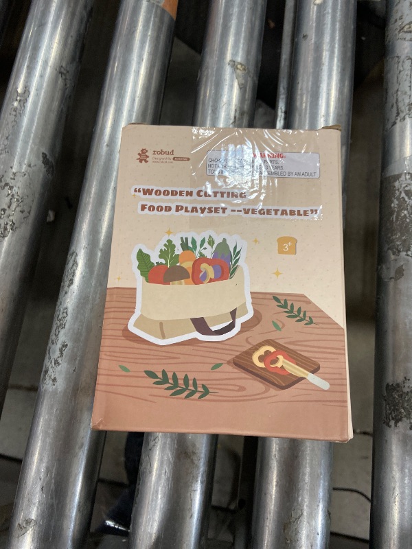 Photo 1 of **Eggplant and snap pea missing**ROBOTIME Wooden Play Food Cutting Vegetable Set, Pretend Play Toy Food for Play Kitchen with Shopping Bag – Kids Kitchen Accessories, Wooden Veggie Toys for Boys & Girls