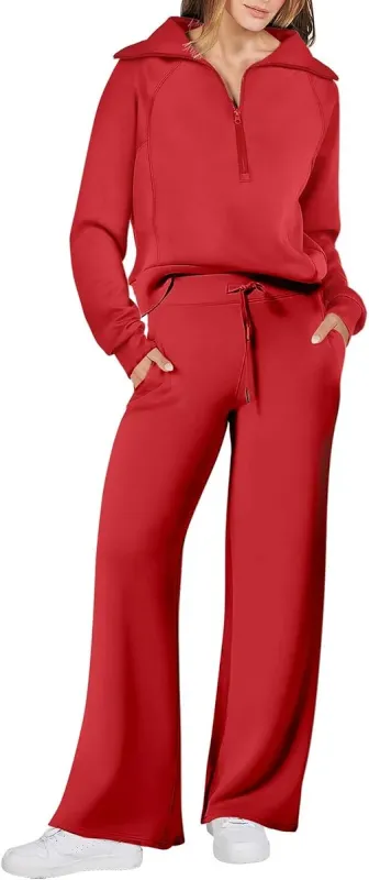 Photo 1 of Anrabess Women’s 2 Piece Lounge Set Pants Half Zip Sweatsuit