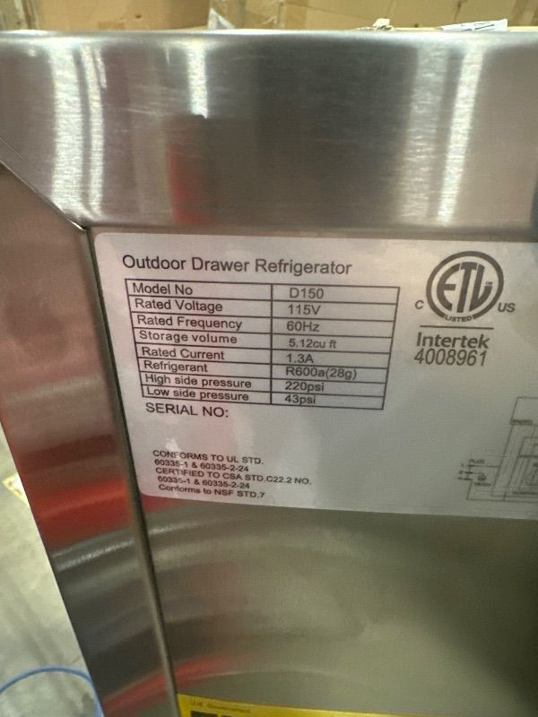 Photo 1 of ** FOR PARTS ONLY ** 
HCK Kegerator, Outdoor Refrigerator Stainless Steel Door, Ideal for Home Bars