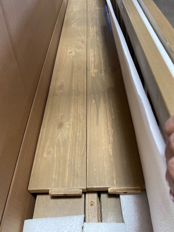 Photo 1 of **MISSING BOX 2 OF 2** Merax Full XL Over Queen Floor Bunk Bed, Kids Bedroom Brown Wooden Bunk Bed Frame, Convertible to 2 Separated Beds with Trundle, Ladder & Guardrail for Teens, Wood Slat Support, Easy Assembly, Brown