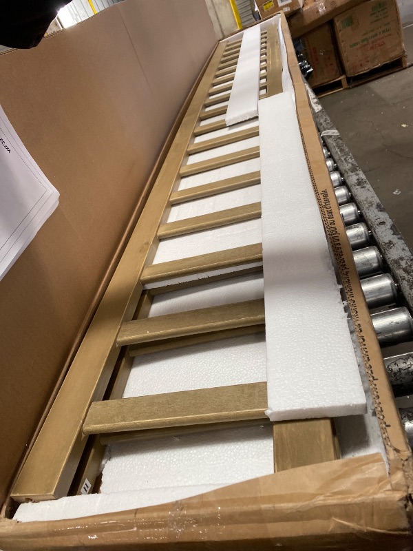 Photo 1 of **MISSING BOX 2 OF 2** Merax Full XL Over Queen Floor Bunk Bed, Kids Bedroom Brown Wooden Bunk Bed Frame, Convertible to 2 Separated Beds with Trundle, Ladder & Guardrail for Teens, Wood Slat Support, Easy Assembly, Brown