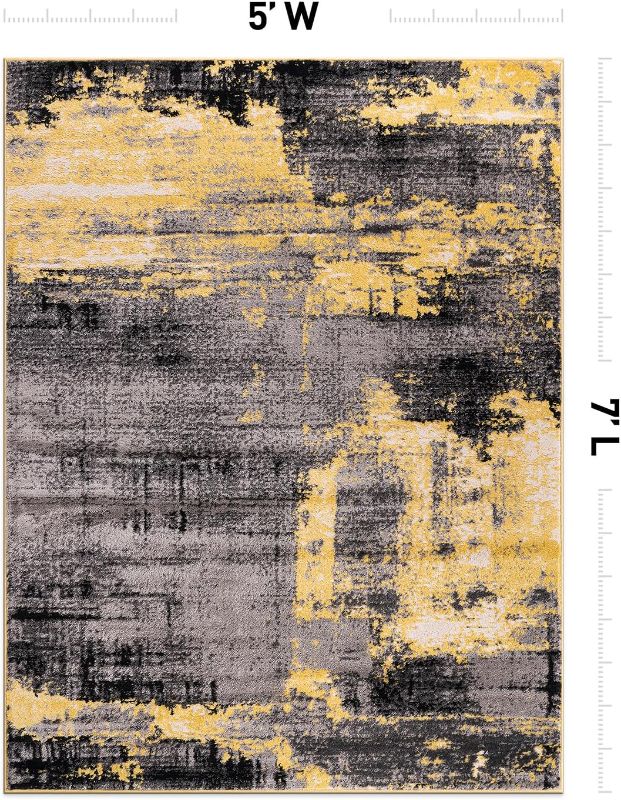 Photo 1 of (light gray) Rugshop Modern Abstract Design Non Shedding Soft Ideal for Living Room,Bedroom,Kitchen Area Rug 5" x 7' Yellow