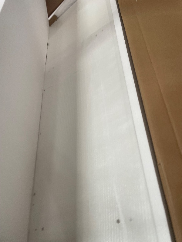 Photo 1 of **ONLY BOX 1 OF 2**DWVO 56.3" Makeup Vanity with LED Lighted Mirror, Large Vanity Desk with RGB Glass Cabinets, Open Shelving, Built-in Power Strip & Cushioned Stool