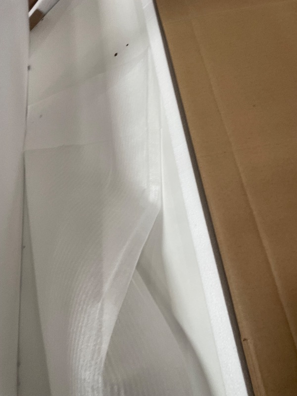 Photo 1 of **ONLY BOX 1 OF 2**DWVO 56.3" Makeup Vanity with LED Lighted Mirror, Large Vanity Desk with RGB Glass Cabinets, Open Shelving, Built-in Power Strip & Cushioned Stool