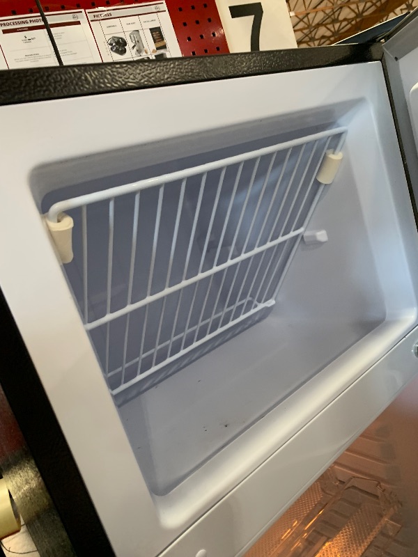 Photo 1 of ***DENTS***Frigidaire, 2 Door Apartment Size Refrigerator with Freezer, 7.5 cu ft, Adjustable Spill-Proof Shelves, Door & Crisper Bins, Platinum Silver, Garage Ready