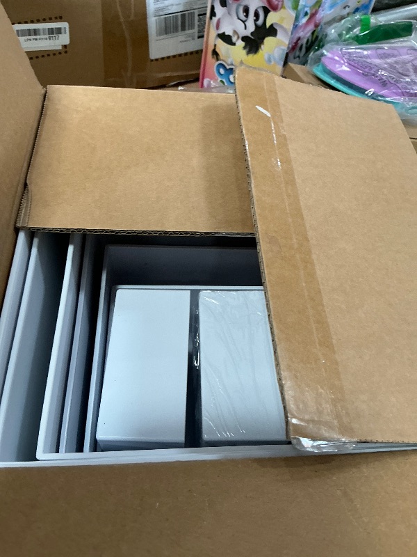 Photo 1 of 10 Pcs White Acrylic Buffet Risers with Mini Sign and Marker, Food Display Stands for Buffet Table Party Catering Dessert Jewelry Collectibles, Acrylic Cube Nesting Boxes with Hollow Bottoms 8 Sizes (10" 9" 8" 7" 6" 5" 4" 4" 3" 3")