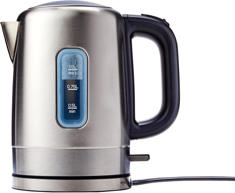 Photo 1 of **pic for reference** Amazon Basics Electric Stainless Steel Kettle for Tea and Coffee, BPA-Free, Fast Boiling, Auto Shut-Off, 1 Liter, 1500W, white