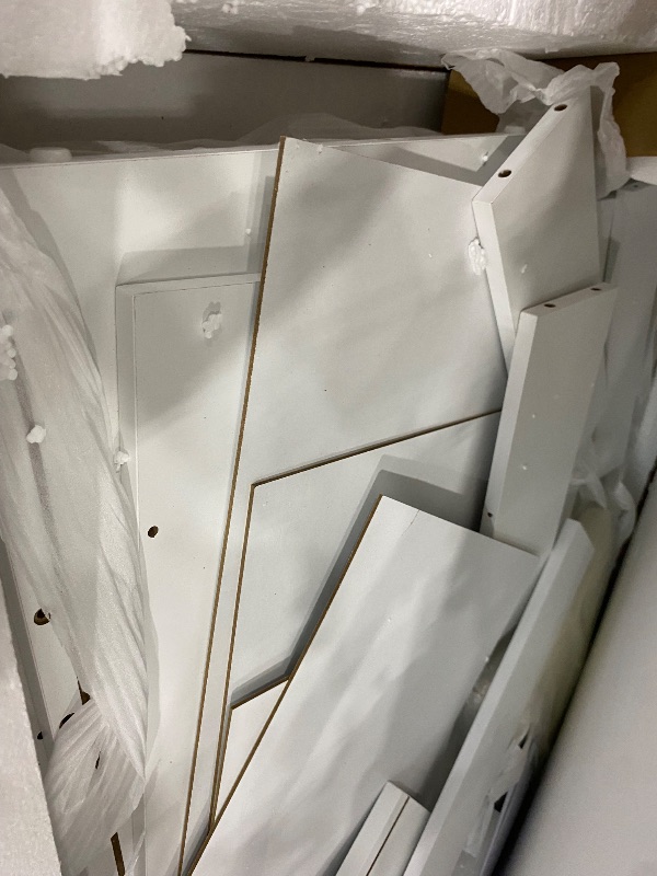 Photo 1 of **PARTS ONLY/SEE NOTES** Decofy Vanity Desk with Mirror and 12 LED Lights, Makeup Vanity Table with USB & Power Outlets, 4 Drawers and Hairdryer Holder, Padded Stool with Storage, White