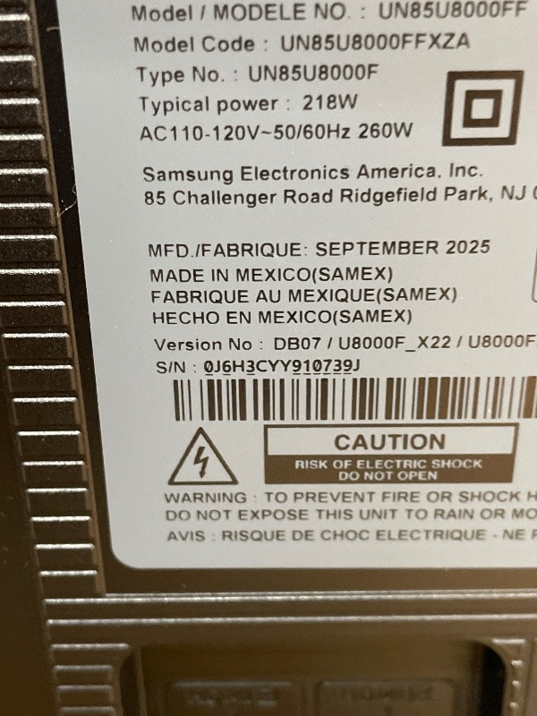 Photo 1 of ***SEE NOTES***Samsung 85-Inch Class Crystal UHD U8000F 4K Smart TV (2025 Model) Endless Free Content, Crystal Processor 4K, MetalStream Design, Knox Security, Alexa Built-in