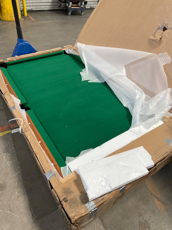 Photo 1 of ***chips and cracks**Mizerak Dynasty Space Saver 6.5' Billiard Table with Leg Levelers, Automatic Ball Return, and Classic Green Nylon Cloth