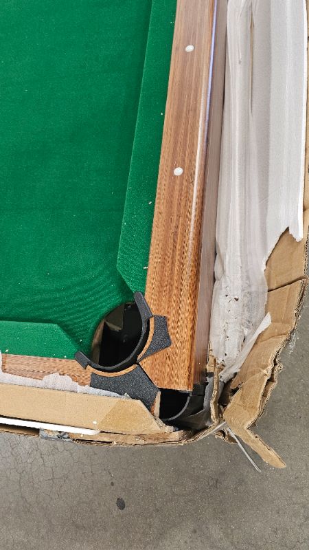 Photo 1 of ***chips and cracks**Mizerak Dynasty Space Saver 6.5' Billiard Table with Leg Levelers, Automatic Ball Return, and Classic Green Nylon Cloth