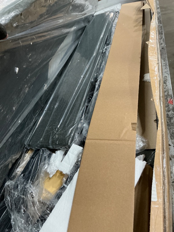 Photo 1 of ***************MISSING PIECES*************
Rolanstar Full Size Bed Frame, Storage Headboard with Charging Station and LED Lights, Upholstered Bed with Heavy Duty Wood Slats, No Box Spring Needed, Noise Free, Easy Assembly, Dark Grey