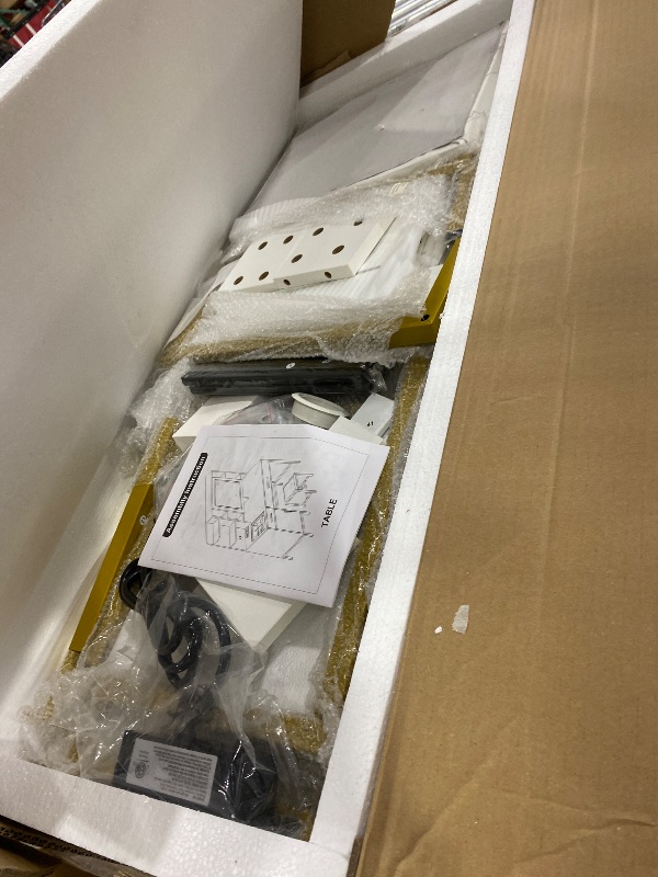 Photo 1 of ***Missing mirror***
VASAGLE KAILYN Collection - 35.4-Inch Wide Vanity Desk with Mirror and Lights, Power Outlets, Vanity Table Set with Stool, Jewelry Storage, Adjustable Shelves, for Bedroom, Cloud White URDT132W02