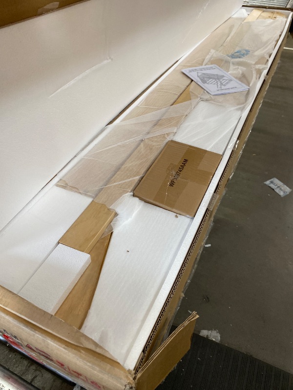 Photo 1 of ************INCOMPLETE ITEM, THIS IS ONLY BOX #1 OUT OF 2 TOTAL*****************
GORELAX Twin Over Queen Bunk Bed, Wood House Bunk Bed Frame with Climbing Nets & Climbing Ramp, Full-Length Guardrail, Low Bunk Beds for Kids, Boys, Girls (Natural)