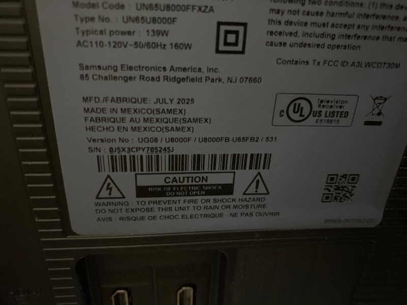 Photo 1 of **DAMAGED**Samsung 65-Inch Class Crystal UHD U8000F 4K Smart TV (2025 Model) Endless Free Content, Crystal Processor 4K, MetalStream Design, Knox Security, Alexa Built-in